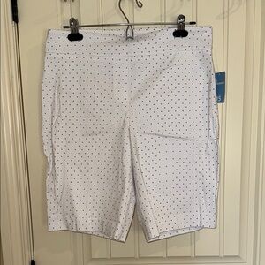 Penman White and Black Polka Dot Flat Front Shorts